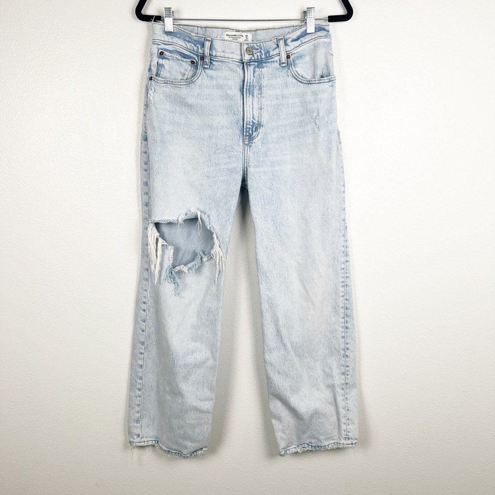 Abercrombie & Fitch 90s Relaxed High Rise Jeans 29 8XS Light Wash Distressed